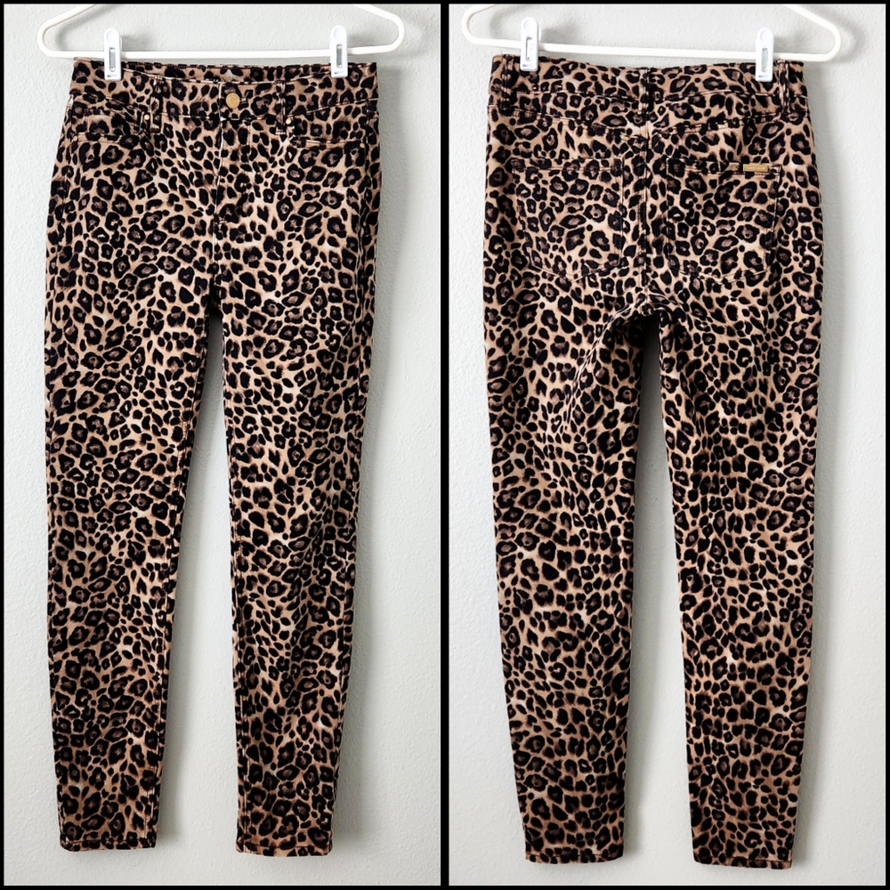 WHBM Sculpting High Waist Ankle Pants With Stretch, Brown & Black Leopard Size 0 - Picture 12 of 15